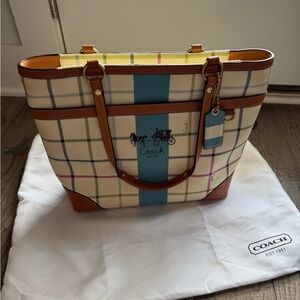 Coach Heritage Plaid Tote Bag